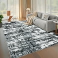 thumbnail image 1 of Garvee 8'x10' Modern Abstract Area Rugs, Machine Washable Rug Print Pattern Non Slip Floor Carpet, Low Pile Indoor Foldable Rug for Living Room Bedroom Dining Room, Gray and Black, 1 of 9