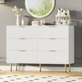 thumbnail image 1 of Garvee Modern Fluted 6-Drawer Dresser – Large White Wood Chest of Drawers with Gold Handles, Bedroom Storage Organizer for Clothes & Essentials, Stylish Dresser for Living Room, Hallway & Entryway, 1 of 7