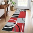 thumbnail image 1 of Garvee Modern Geometric Area Rugs 2'x6' Hallway Rugs, Abstract Washable Rug Non-Slip Soft Indoor Throw Carpet Stain Resistant Rug for Bedroom Kitchen Laundry Bathroom, Red, 1 of 8