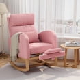thumbnail image 1 of Garvee Modern Nursery Glider Chair Teddy Fleece Rocking Chair with Footrest with Side Pockets and Pillow, Rocker Chair for Living Room Bedroom and Home, Pink, 1 of 8