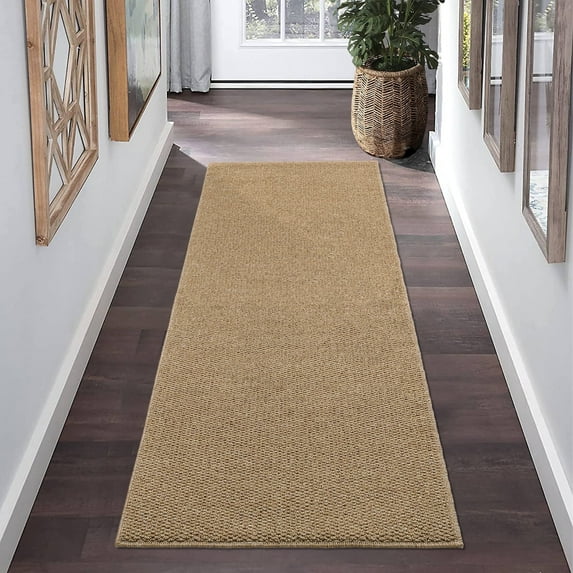 Garvee Modern Solid Runner Rug, 2'x6' Washable Non Slip Backing Rug Low Pile Stain Resistant Indoor Floor Carpet for Hallway Bedroom Laundry, Brown