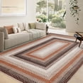 thumbnail image 1 of Garvee Modern Washable Braided Print Rugs, 5'x7' Non Slip Farmhouse Floor Carpet Boho Geometric Area Rug for Living Room Bedroom, Brown and Orange, 1 of 9