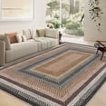 thumbnail image 1 of Garvee Modern Washable Braided Print Rugs, 9'x12' Non Slip Farmhouse Floor Carpet Boho Geometric Area Rug for Living Room Bedroom, Orange and Green, 1 of 9