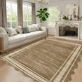 thumbnail image 1 of Garvee Modern Bordered Large Area Rugs, 9'x12' Abstract Aesthetic Soft Living Room Rug Irregular Non-Slip Low-Pile Scalloped Rugs Carpet for Bedroom Dining Room Home Office, Camel, 1 of 9