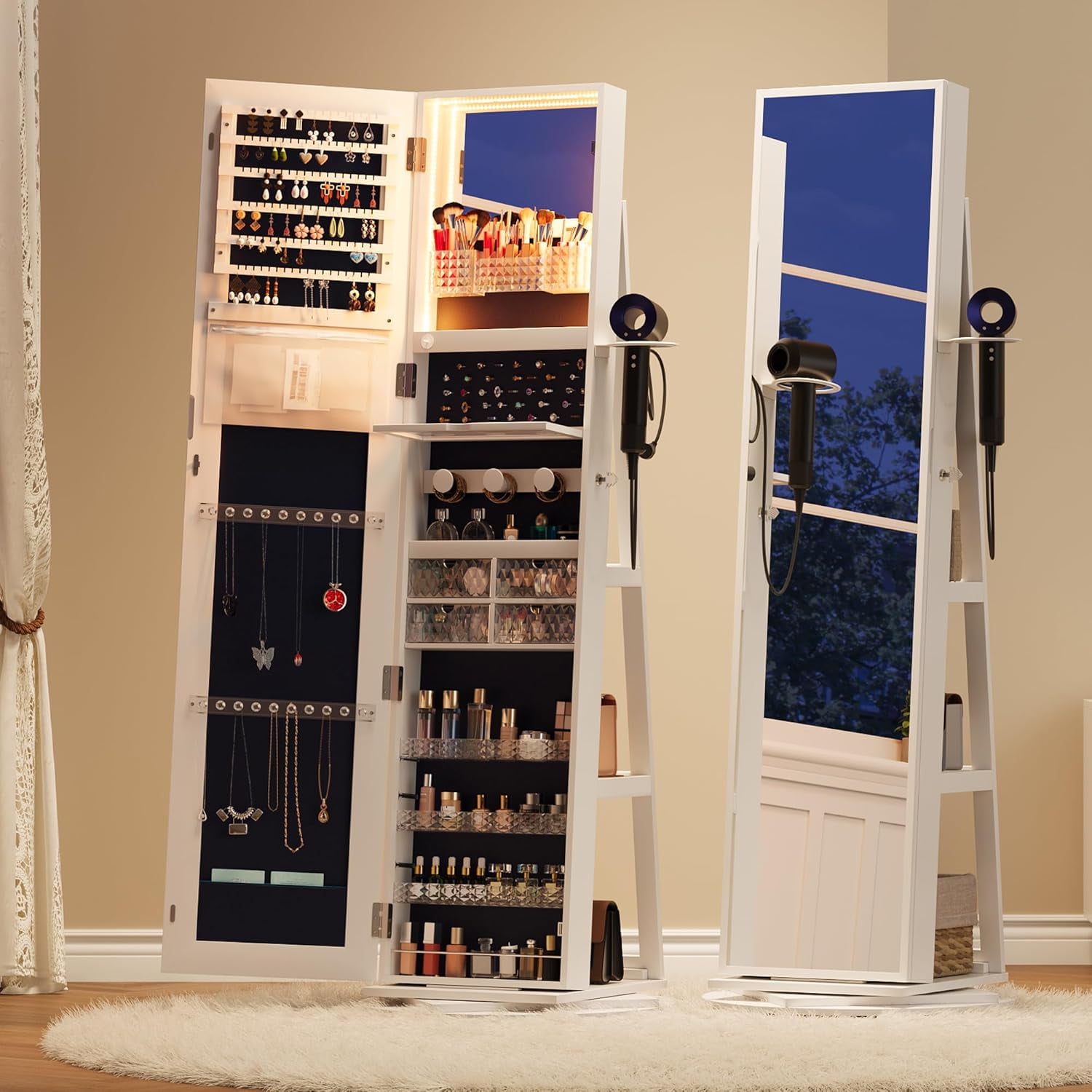 Miroir Sur Pied Hnebc Led Light Jewelry Organizer Mirror 360u00b0