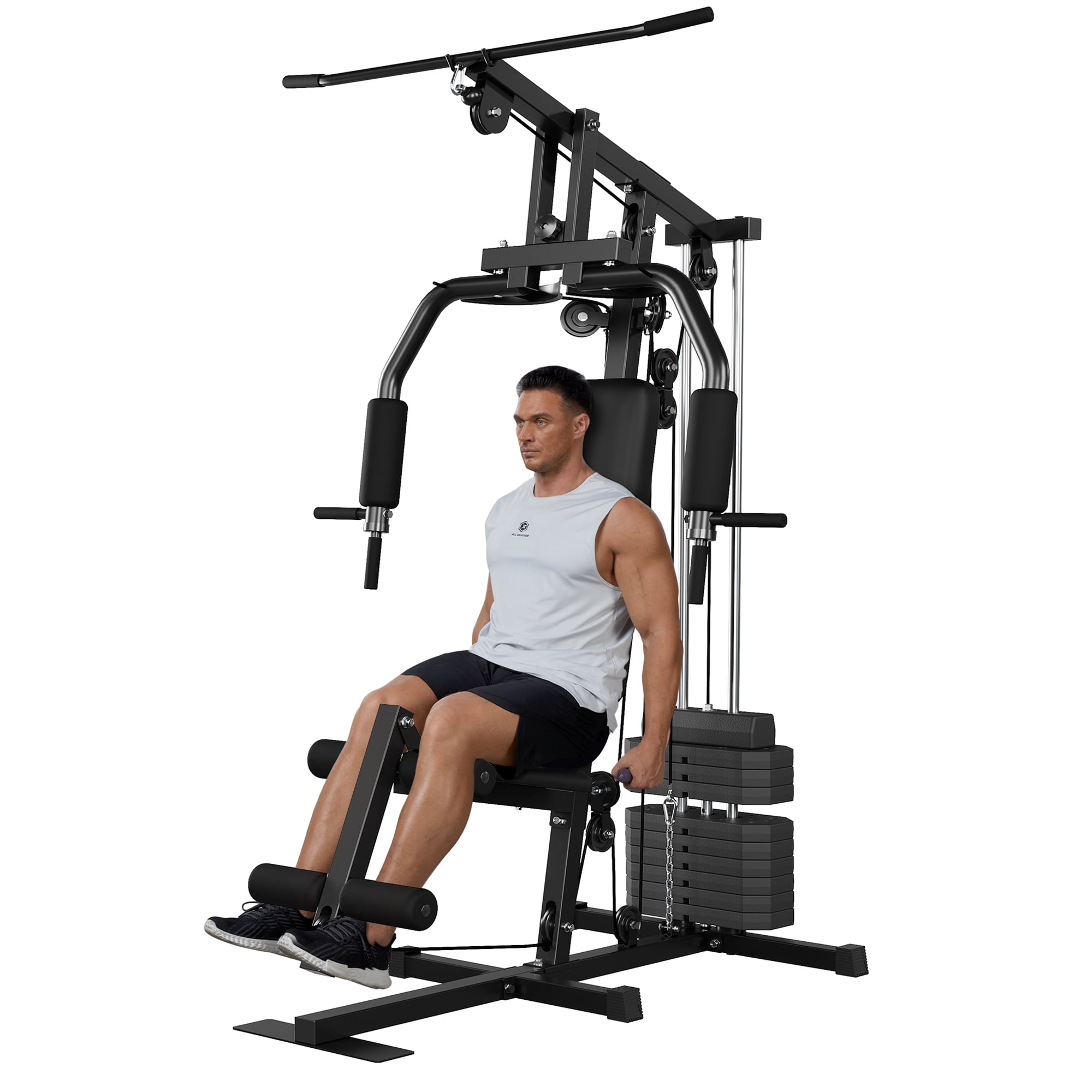 Leg Upper Body Smith Machine Workout Program Garvee Multifunctional Home Gym  Station With 100LBS Weight Stack,, image size:2000x2000