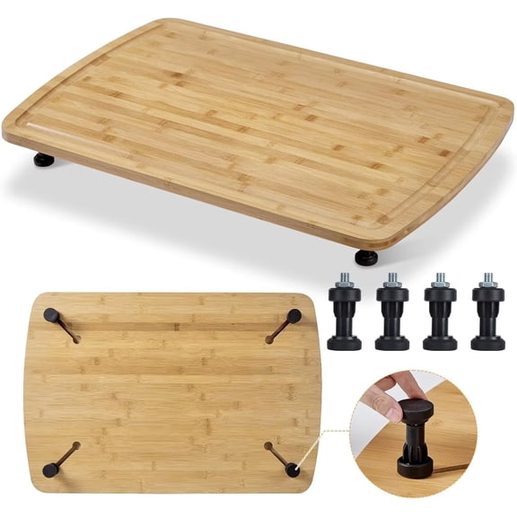 Garvee Noodle Board Stove Cover, Bamboo, Extra Large, with Removable Legs, for Electric Stove Gas Burners RV, 30 x 20 Inch