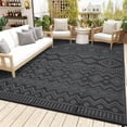 thumbnail image 1 of Garvee Outdoor Area Rug 9'x18' Waterproof Outdoor Carpet, Boho Plastic Straw Rug RV Mat for Picnic, Deck, Balcony, Beach, Patio, Black and Gray, 1 of 8