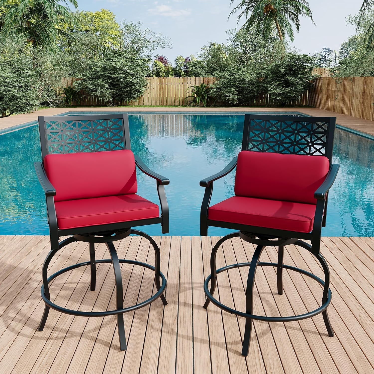 Patio Chairs Outdoor Swivel Bar Stools Clearance Nuu Garden 2Pcs