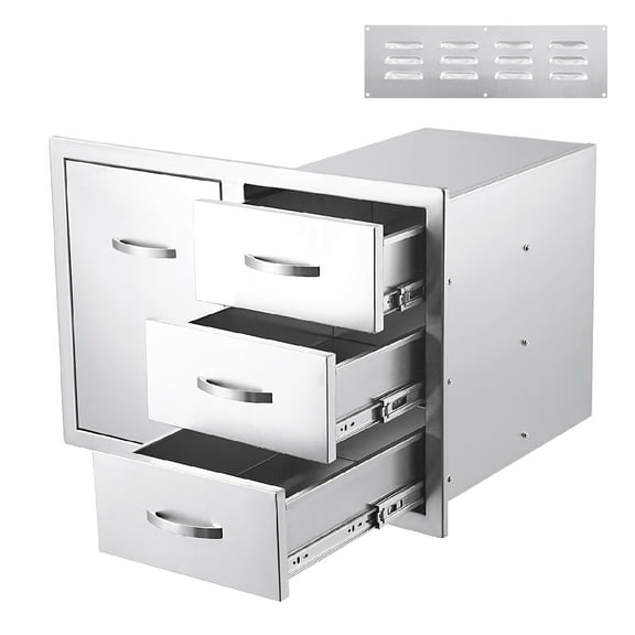 Garvee Outdoor Kitchen Cabinets,Stainless Steel Outdoor Kitchen Drawers,Multi-Layer Design Access Door & Drawers for BBQ Island, Patio, Grill Station