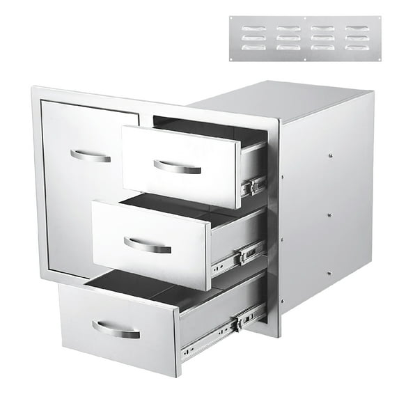 Garvee Outdoor Kitchen Cabinets,Stainless Steel Outdoor Kitchen Drawers,Multi-Layer Design Access Door & Drawers for BBQ Island, Patio, Grill Station