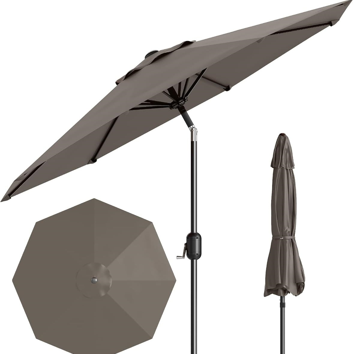 Garvee Outdoor Octagon Patio Umbrella, 8.69*8.69*7.87 ft, 8 Sturdy Ribs, Dust Color
