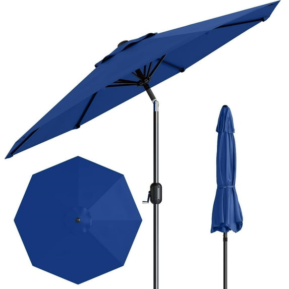 Garvee Outdoor Octagon Patio Umbrella, 8.69 x 8.69 x 7.87 ft, 8 Sturdy Ribs, Dark Blue