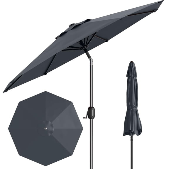 Garvee Outdoor Octagon Patio Umbrella, 8.69 x 8.69 x 7.87 ft, 8 Sturdy Ribs,  Gray