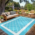 thumbnail image 1 of Garvee Outdoor Rug 9'x12' Waterproof Area Rug for Patios, Reversible Plastic Straw Rug Camping Carpet Mats for RV, Picnic, Backyard, Balcony, Porch, Beach, Light Blue, 1 of 8
