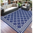 thumbnail image 1 of Garvee Outdoor Rug 9x18ft Waterproof for Patios, Reversible Plastic Straw Rug Camping Carpet Mats for RV, Picnic, Backyard, Deck, Balcony, Porch, Beach, Dark Blue & White, 1 of 8