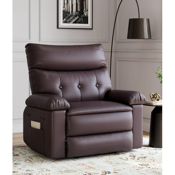 Garvee Oversized Recliner Chair – Faux PU Leather Large Manual Recliner for Adults – Ultra-Comfortable Lazy Chair with 1.5X Sponge Filling & Easy Recline Mechanism for Relaxation