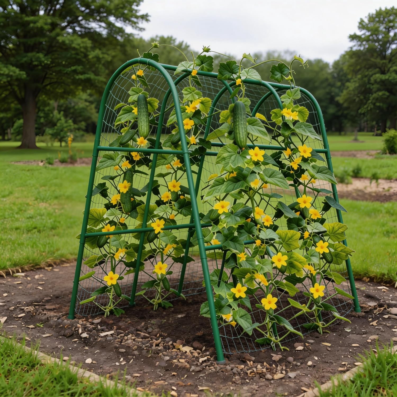 Garvee PE U-Shaped Garden Trellis for Climbing Plants, 47x47 Inch Cucumber Plant Support, Heavy Duty Outdoor Vegetable Vine Trellis for Raised Bed Garden