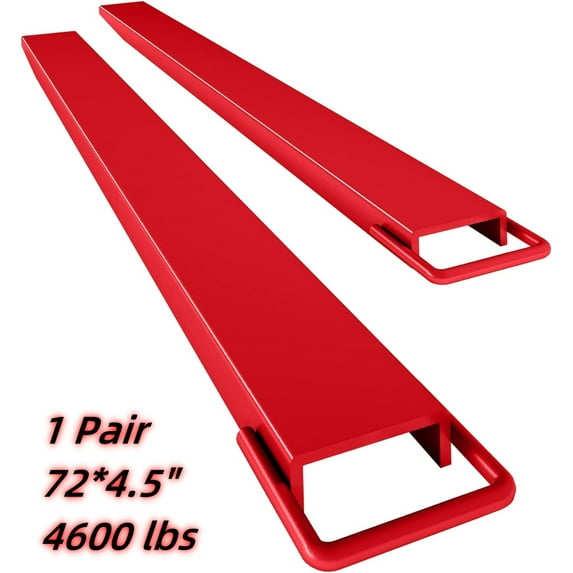 Garvee Pallet Fork Extensions, 4.5 ×72" Forklift Extensions, 4600LBS Lifting Capacity,Heavy Duty Steel Pallet Forklift Extensions, 1 Pair for Forklift Lift Truck Forklift Loaders,Red