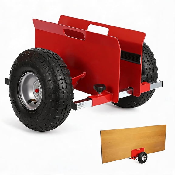 Garvee Panel Dolly, 700 LBS Heavy Duty Drywall Mover Cart with 10" Wheels, Adjustable 0-9.5" Clamp Width for Different Material Thicknesses, Red