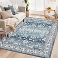 thumbnail image 1 of Garvee Persian Washable Rug 4' x 6' Bedroom Rug Vintage Floral Print Accent Rug Indoor Throw Floor Cover Foldable Thin Rug, Dark Blue, 1 of 6