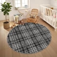 thumbnail image 1 of Garvee Plaid Area Rug 4x4ft Modern Round Washable Rug, Non Slip Stain Resistant Rug Geometric Carpet for Living Room Bedroom Home Office, Gray, 1 of 8