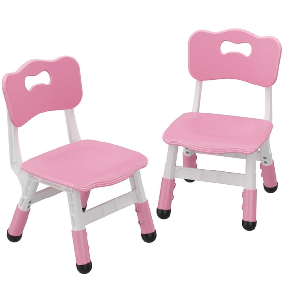 GARVEE Plastic Toddler Chairs, 2-Piece Set, Adjustable Height, Pink
