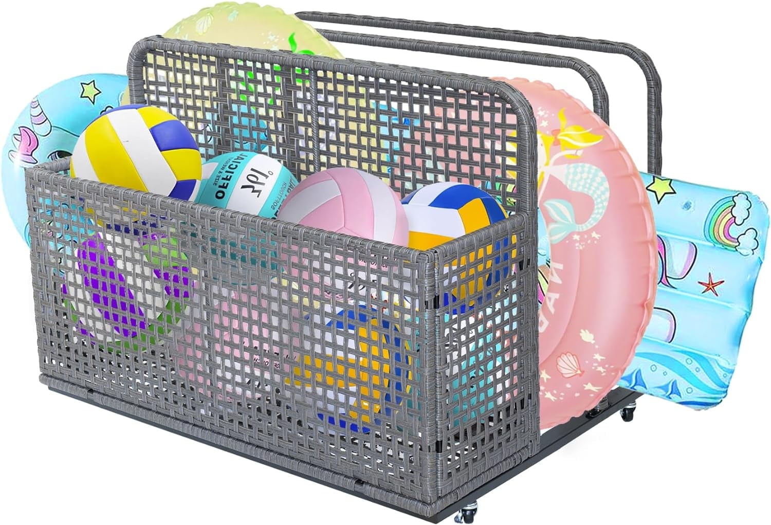 Gray Double Layer PE Rattan Outdoor Storage Organizer