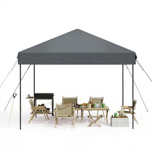 Garvee Outdoor 10x10 ft Pop-up Canopy, One Button Push Setup, Heavy Duty, Portable Roller Bag, Gray