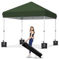 thumbnail image 1 of Garvee 10 x 10 Ft Pop-up Canopy, One Button Push Setup, Heavy Duty, Portable Roller Bag, Green, 1 of 7