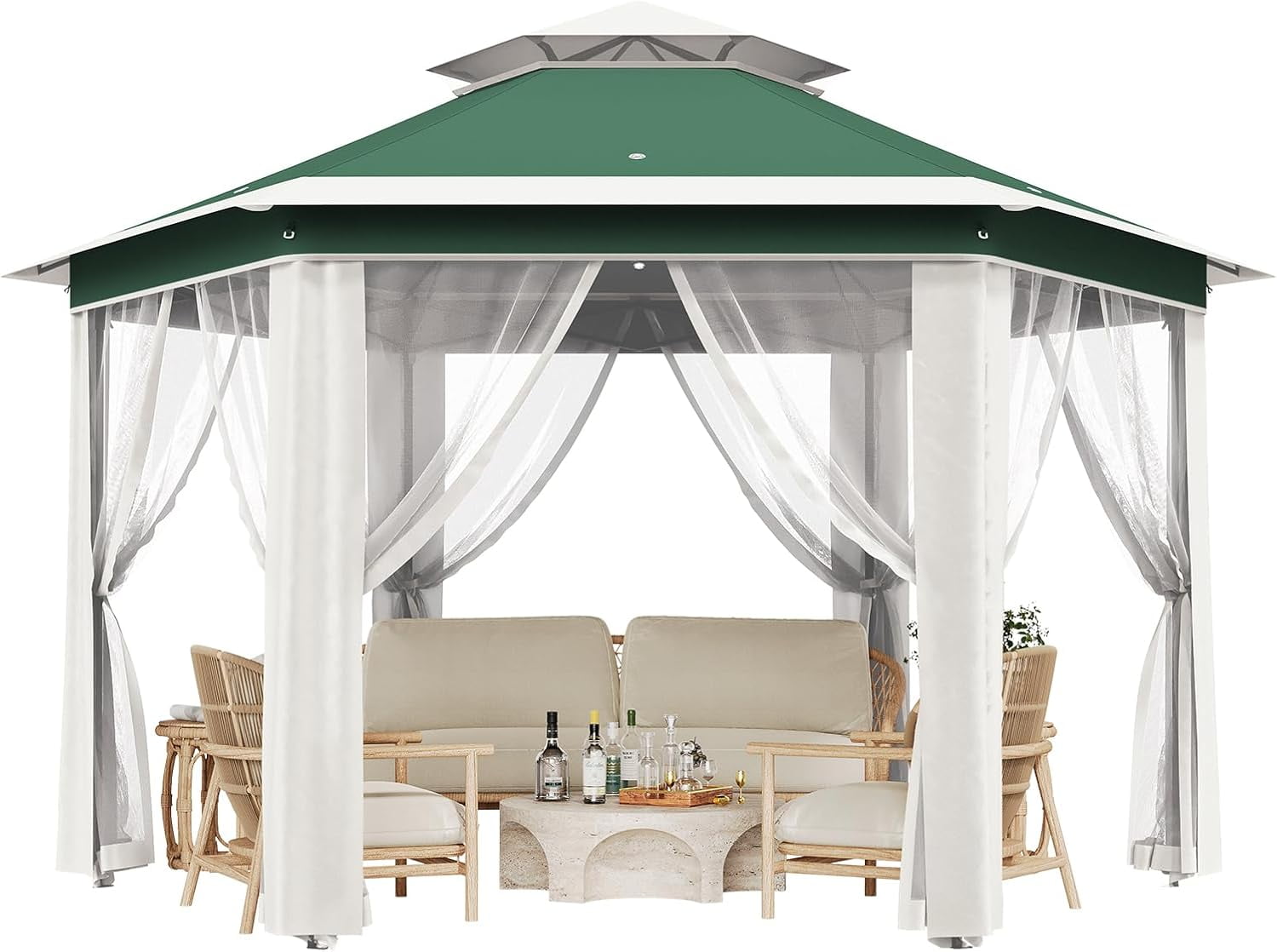 Garvee Pop-Up Gazebo, Outdoor Canopy Tent with Mosquito Netting, Double ... - Outdoors Bird Shelter With Adjustable Roof