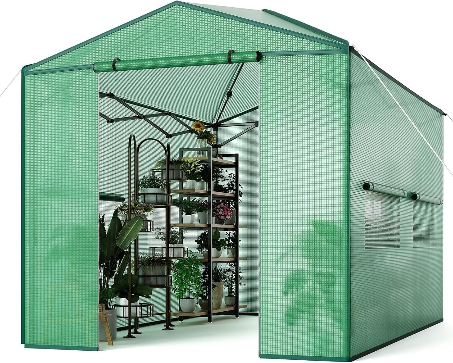 Garvee Pop up Walk-in Greenhouse, 8’x12’,  for Garden Patio Backyard, Green