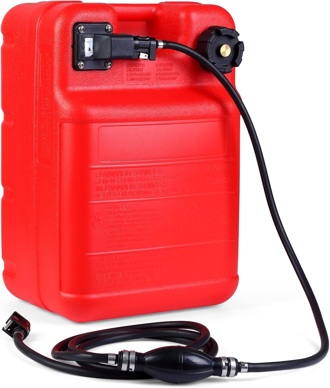Garvee Portable Boat Fuel Gas Tank with Fuel Line, 6 Gallon, 11.6" x  9.8"x 17.8", Red