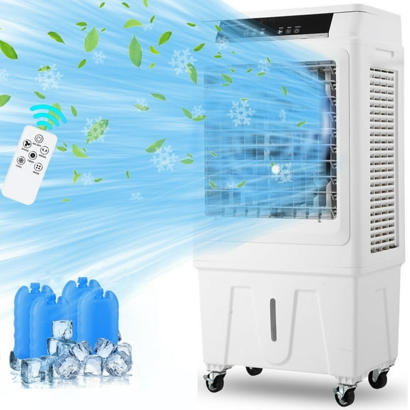 Garvee Portable Evaporative Air Cooler, 3500CFM, 10.3 Gallon Tank, 3 Speeds, 12H Timer, Remote, 4 Ice Packs, 3-in-1 Indoor/Outdoor Swamp Cooler for Home, Bedroom, Patio, Garage, Model XSJH-390Y