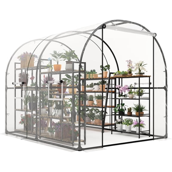 Garvee Portable Walk-in Greenhouse 98.42 x 78.74 x 78.74", Upgraded Heavy Duty Frame, Clear