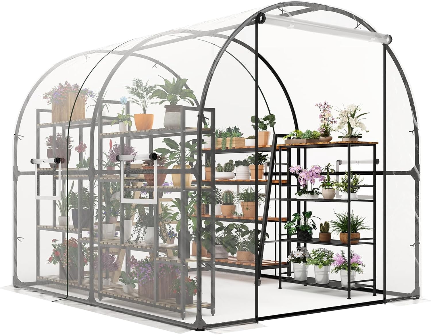 Garvee Portable Walk-in Greenhouse 98.42 x 78.74 x 78.74", Upgraded Heavy Duty Frame, Clear