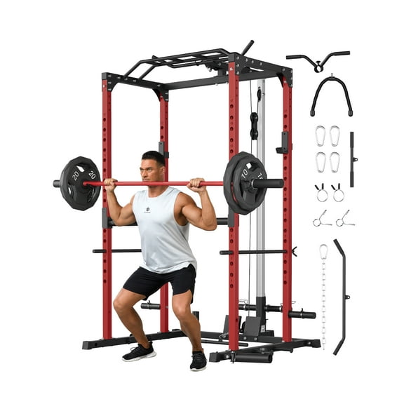 GARVEE Power Rack Cage, 1200lbs Capacity, Multi-Function Squat Rack