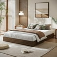 thumbnail image 1 of Garvee Queen Size Wood Platform Bed Frame, Sturdy Wooden Bed Frame with Slat Support, No Box Spring Needed, Minimalist Floor-Standing Design, Easy Assembly, Walnut Wood, 1 of 7