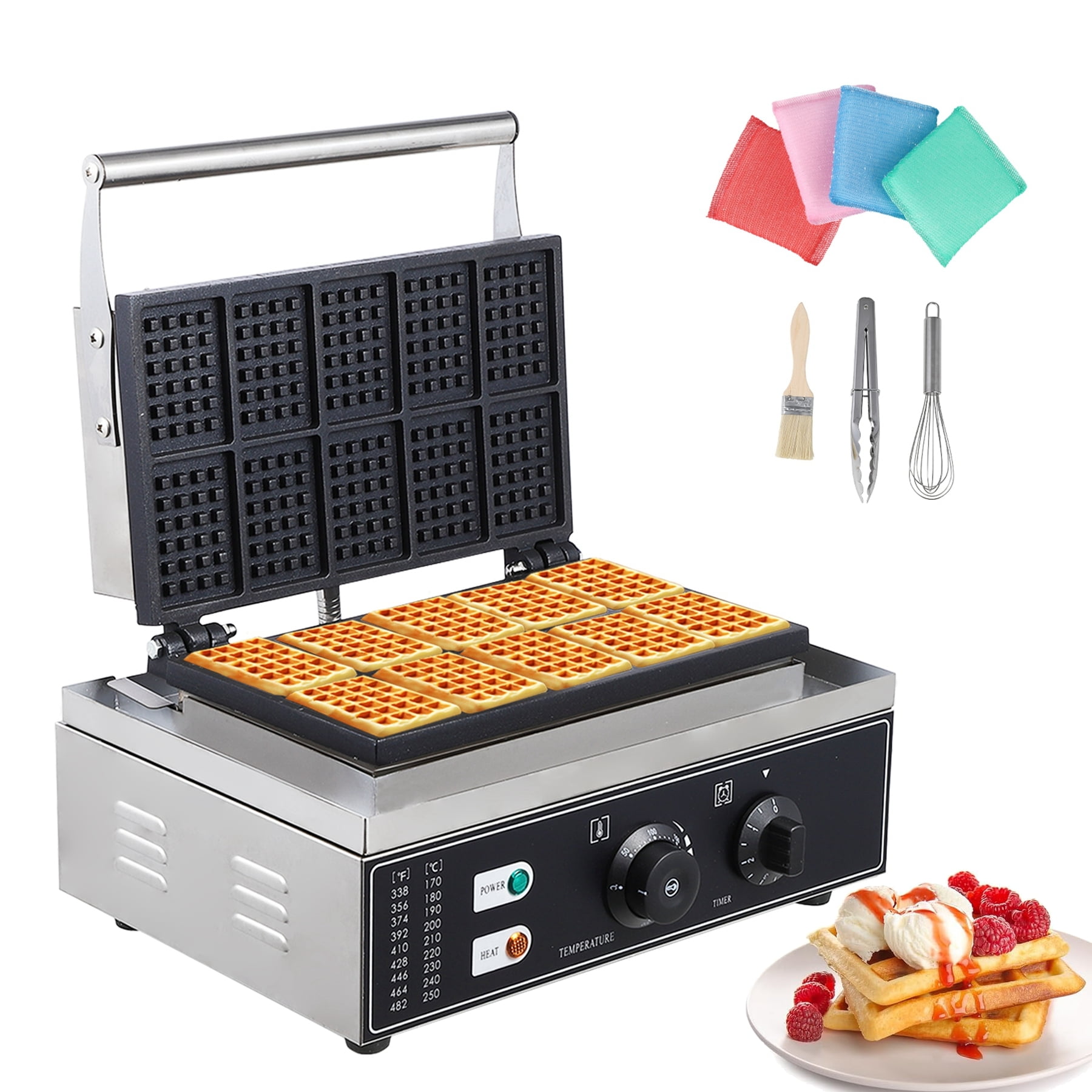 Garvee Rectangle Waffle Maker Machine, 1750W Commercial Waffle Iron with Temperature and Time Controls
