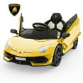 thumbnail image 1 of Garvee Ride on Car for Kids 12V Licensed Lamborghini Electric Toys Vehicles with Remote Control Battery Powered Sports Car, 2 Speeds, Sound System, LED Headlights and Hydraulic Doors (Yellow), 1 of 9