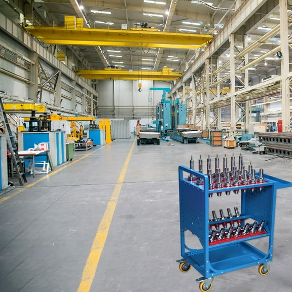 Garvee Rolling Tool Cart On Wheels Heavy Duty CNC Tools Storage Rack Tools Holder Rack for Mechanics Garage Warehouse Workshop Blue 35PC