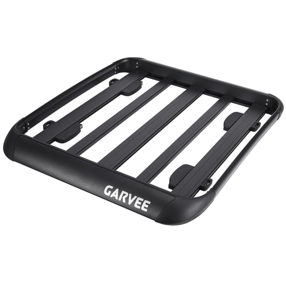 Garvee Roof Rack Cargo Basket, 47" x 40" x 5" Heavy Duty Aluminum Rooftop Carrier with Wind Fairing, 200 lbs Capacity, Black