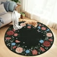 thumbnail image 1 of Garvee Round Floral Area Rugs, 4'x4' Washable Boho Rugs Ultra Soft Print Carpet, Non-Slip Low Pile Rug Stain Resistant Distressed Indoor Rugs for for Office Living Room Dining Room, Black, 1 of 8