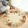 thumbnail image 1 of Garvee Round Floral Area Rugs, 4'x4' Washable Boho Rugs Ultra Soft Print Carpet, Non-Slip Low Pile Rug Stain Resistant Distressed Indoor Rugs for for Office Living Room Dining Room, Yellow, 1 of 8