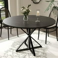 thumbnail image 1 of Garvee Round Dining Table for 4-6, 47" Dining Table, Circle Table, Dining Room Table with Heavy Duty Metal Base, Round Kitchen Table for Kitchen Dinning Room, Black, 1 of 7