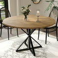 thumbnail image 1 of Garvee Round Dining Table for 4-6, 47" Dining Table, Circle Table, Dining Room Table with Heavy Duty Metal Base, Round Kitchen Table for Kitchen Dinning Room, Brown, 1 of 7