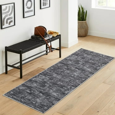 Garvee Runner Rug 2'x6' Modern Abstract Machine Washable Rug Soft Indoor Non-Slip Rugs for Laundry Room Kitchen, Dark Gray