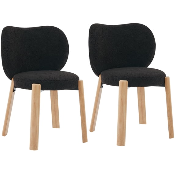 Garvee Set of 2 Modern Vanity Accent Chairs - Soft Stuffed Smooth Upholstery - Comfortable Heart-Shaped Backrest - For Bedroom, Living Room, Home Office, Makeup or Dressing Table - Black