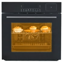 Garvee Single Wall Oven 24", 2.5Cu.Ft. Electric Built-In Oven with Steam Bake Air Frying Functions, Stainless Steel Finish, Timer, Touch Control, Safety Lock, 240V 3000W