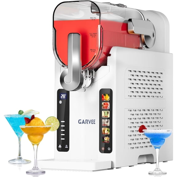 Garvee Slushie Machine for Home - 70 oz Ice-Free Frozen Drink Maker, Self-Cleaning Function with 6 Preset Programs for Margaritas, Frappés, Milkshakes, White